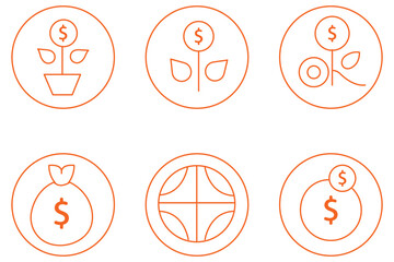 Set of line icon related to income, salary, money, business. Outline icon collection. Editable stroke. Vector illustration. EPS10