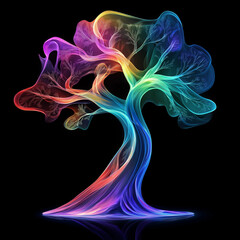 Obraz premium Colorful Smoke Tree Abstract Artwork Emphasizing Nature's Beauty for Digital Art Blogs, Creative Design Websites, Environmental Awareness, and Educational Materials 