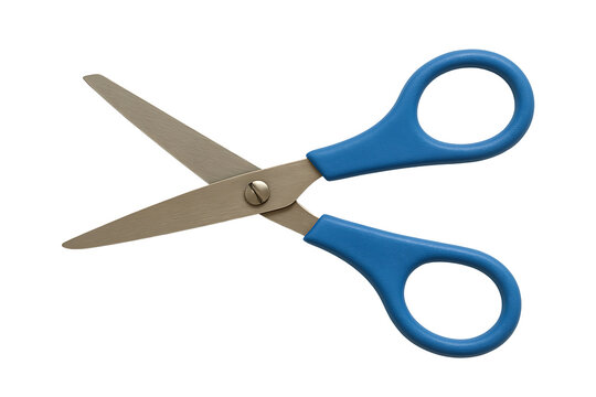 Blue handled scissors isolated on transparent background