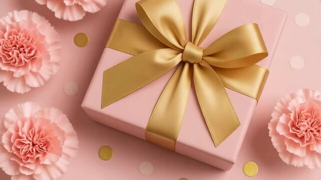 Floating Pink Roses and Gift Box on Pastel Background &ndash; Gentle 4K Slow Motion for Romantic and Festive Concepts

