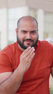 Vertical Video of Bald indian Man Doing Adab