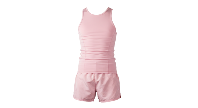 Pink Athletic Tank Top and Shorts Set.
