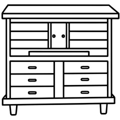 Workshop Cabinet Outline Vector Design