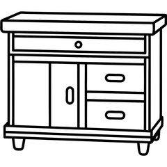 Workshop Cabinet Outline Vector Design