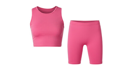 Pink Ribbed Crop Top and Biker Shorts Set.