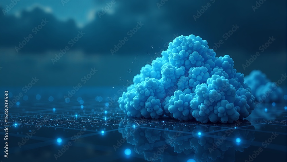 Wall mural digital cloud computing network concept