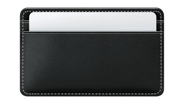 Simple Black Wallet with Card Compartments, PNG clipart element with transparency