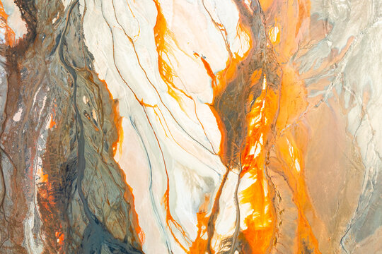 Abstract aerial view of colorful landscape patterns