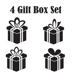 Minimalist Black Gift Box Silhouettes – Elegant Vector Set of Present Icons