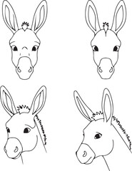 Donkey Head Sketches: Line Art Illustrations of Donkeys