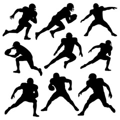 Silhouettes of american football players in action