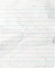 Papel arrugado. Sobre de carta  arrugado y quemado blank grunge burnt paper envelope. old vintage aged closed paper envelope isolated. PNG. Hoja de cuaderno arrugada y rota. Rayada. Cuadriculada. 