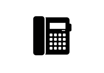 Minimalist Black and White Icon of a Landline Telephone