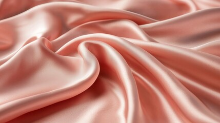 Fototapeta premium Peach Satin Fabric Drape, Texture Background, silk satin, fabric