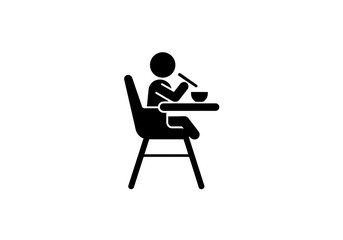 Fototapeta premium Minimalist Icon of Person Eating with Chopsticks at Table