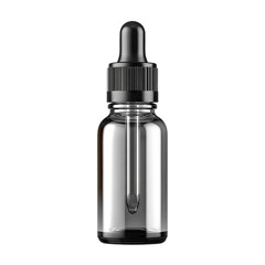 Glass dropper bottle with no print. Isolated white background. Png format