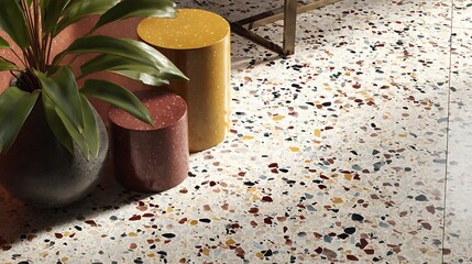 Warm Terrazzo Texture with Small Speckles .