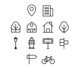 Simple Line Icons of Urban Elements set. Agriculture logo icon set.