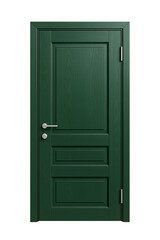 Green paneled door isolated on transparent background