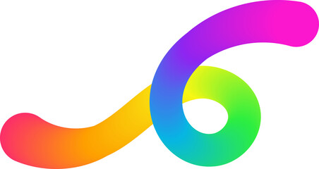 Color gradient line. Abstract wavy shape. Curved rainbow spiral element. Dynamic squiggle fluid gradation stroke for poster and banner design.