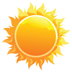 Naklejka premium Bright sunshine illustration, summer heat graphic, sunny day clipart, vibrant sun rays design element