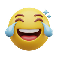 Fototapeta premium Happy 3d emoji face crying with laughter isolated on transparent background
