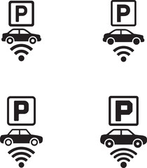 Smart Parking System Icons Set for Car Navigation Apps