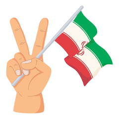Peace Hand Gesture Holding Iran Flag – Anti War Illustration