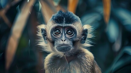 close up of a monkey in the jungle, monkey in the nature