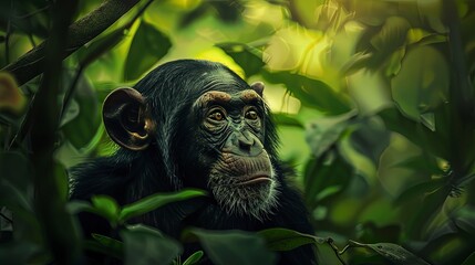close up of a monkey in the jungle, monkey in the nature