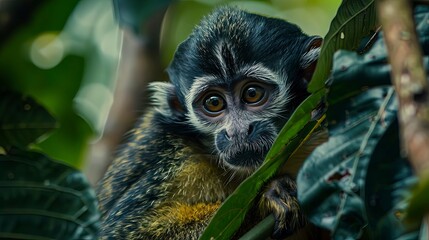 close up of a monkey in the jungle, monkey in the nature