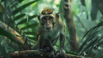 close up of a monkey in the jungle, monkey in the nature