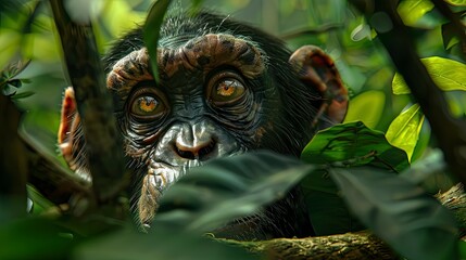 close up of a monkey in the jungle, monkey in the nature