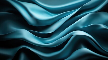 Obraz premium This image features beautiful blue satin fabric draped elegantly, showcasing fluid motion and texture that captures the viewer's attention with its richness and depth.