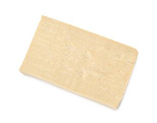 One soap bar isolated on white, top view. Personal hygiene product