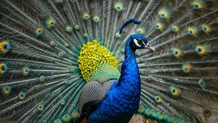 Beautiful peacock displaying its vibrant feathers in a stunning display of color and pattern - Powered by Adobe