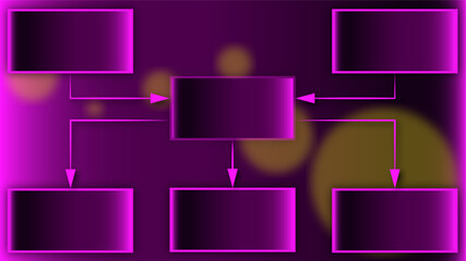 Cause and effect tree of six boxes in purple.