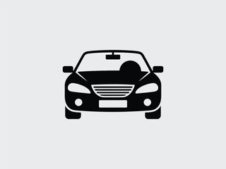 Black Car Icon Front View Simple Sedan Silhouette automobile
