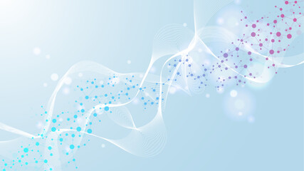 Structure molecule and communication. Dna, atom, neurons. Scientific concept for your design. Connected lines with dots. Medical, technology, chemistry, science background. Vector illustration.