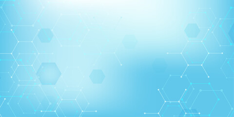 Hexagonal abstract background. Big Data Visualization. Global network connection. Medical, technology, science background. Vector illustration.