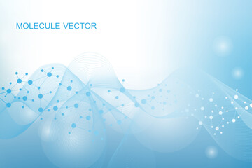 Structure molecule and communication. Dna, atom, neurons. Scientific concept for your design. Connected lines with dots. Medical, technology, chemistry, science background. Vector illustration