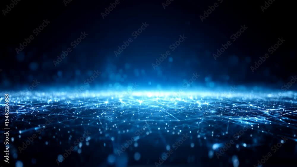 Aufkleber glowing blue digital network connection with futuristic technology light effects creating depth and 