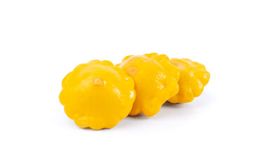 Marinated patty pan isolated, pickled pattypan squash, salted yellow patisson, fermented scallop