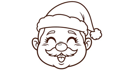 Isolated Drawing Santa Head on White Background