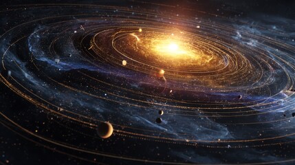 Dynamic solar system model with orbiting planets and cosmic dust