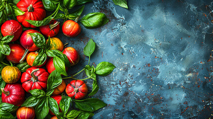 Colorful Mini Pumpkins on a Soft Blue Surface Background