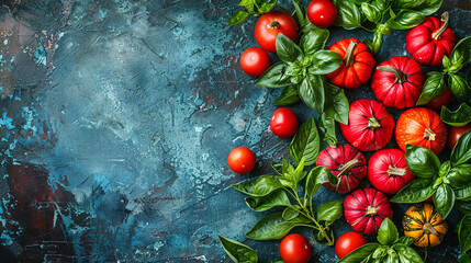 Colorful Mini Pumpkins on a Soft Blue Surface Background