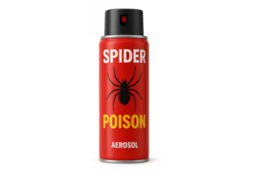 Red spider poison aerosol can on transparent background