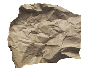 Crumpled recycled paper background. Crumpled rough brown paper with alpha channel. Can be used as elements for design projects. 