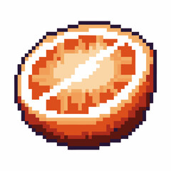 Obraz premium Pixel art grapefruit slice isolated on white, juicy citrus fruit illustration with vibrant orange and yellow colors